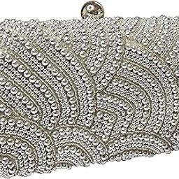 Women's Velvet Pearl Box Clutch with Detachable Chain Sling Strap - Hand Clutch Wallet Purse for Wedding Party, Casual (7 x2x 4 inches)-image-59