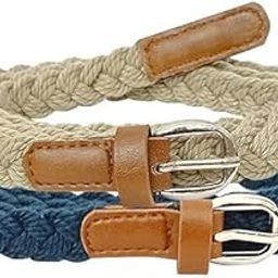 Handmade Cotton Braided Belt for Women | Casual Handwoven Belt for Dresses & Long Shirts | Combo Blue and Badge Design-image-30