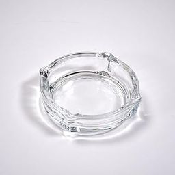 Crystal Glass Ashtray, Modern Round Design, Clear-image-78