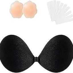 Sticky Bras Push Up Adhesive Invisible Bra Backless Strapless for Women Nude (Free Size,Black)-image-95