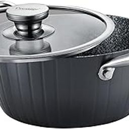 Prestige Durastone Hard Anodised 6 Layer Non-Stick Casserole with Glass Lid, (20 cm, 2.4 Litre, Black)-image-43