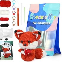 Zibuyu® DIY Crochet Kit Starter DIY Crochet Red Fox DIY Crocheting Fox Stuffed Toy Crocheting Kit Starter DIY Crocheting Kit DIY Gift for Kids, Friends-71
