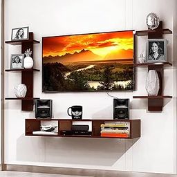 Maaz Art & Craft Maaz Art Craft Wooden Tv Entertainment Unit Tv Cabinet for Wall Set Top Box Holder for Home Wall Set Top Box Shelf Set & Tv Set & Unit for Wall for Living Room (Brown) 75Cm,81Cm,2Cm-image-48