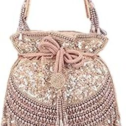 Women Light Brown Velvet with Sequin and Bead Work Potli-image-54