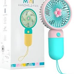 FamilyFeves Korean Style Portable USB Fan – Rechargeable 1200mAh Battery, Up to 6 Hours Working Time, 3-Speed Modes, Low Noise, Compact & Lightweight with USB Cable (Random Color)-picture-1