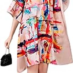 Silk Sutra Women's Ethnic Wear Multicolor Knee-Length Nightgown by Silk Sutra – V-Neck, Polyester Blend, Free Size (STC-KURTI-KAFTAN-159)-7