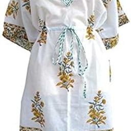 100% Cotton Hand Block Print Cover-up Swimsuit Beach Caftan Women's Print (Kaftan-21)-picture-30