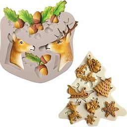 LEGACYCART 1Pc Christmas Reindeer Holly Pattern and 1 Christmas Tree/Gingerbread Man/Reindeer/Snowflake/Santa Claus Fondant Resin Casting Molds for Epoxy, Plaster Decor, Handmade Crafting, DIY Jewelry Making, Candle Silicone Mould Kit (PACK OF 1)-image-68