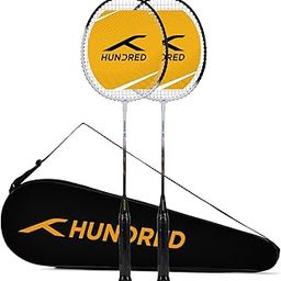 HUNDRED Aluminium Powertek 100 (Set of 2) Badminton Racket with Full Cover (115G, White/Black)-image-59