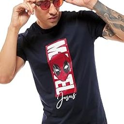 bewakoof Official Marvel Merchandise Deadpool Men's 100% Cotton Graphic Print Regular Fit Round Neck T-Shirt-picture-19