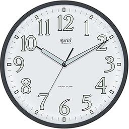 Ajanta 12 Inches Silent Sweep Radium Wall Clock Night Glow Wall Clock(Dom Glass_Night Vision) (White)-image-54