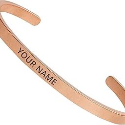 FG Foundation Gift Men’s Custom Name Bracelet – Engraved Stainless Steel Adjustable Bracelets for Him | Personalized Jewelry Gift in Gold, Silver, Black, Rose Gold | Name Bracelet with Premium Gift Box-34