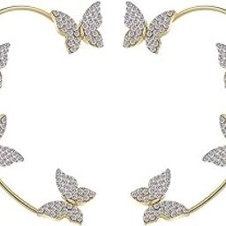 Latest Stylish 2 Pcs Zircon Butterfly No Piercing Ear Cuff Earrings Rhinestone Ear Wrap Around Fairy Earrings for Women Teen Girls-28