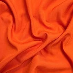 Bini Fabrics Orange Plain Smooth Crepe Polyester Fabric, Use for Lining, Plazo, T-Shirts Ect. 44/45" Width. (4 Meter)-image-49