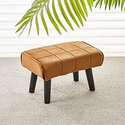 FLIPSSHOPPEE Small Foot Stool Ottoman Modern Accent Step Stool Seat Soft Padded Pouf Ottomans Sofa Footrest Stools for Couch Living Room Bedroom Entryway (Pack of 1, Brown 1)-image-40