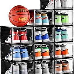 INSTY 12 Pack Large Shoe Storage Box, Clear Shoe Storage Organizer with Magnetic Door, Stackable,Shoe Containers For Display Sneakers, Easy Assembly, Fit up to US Size 12, Transparent-image-27