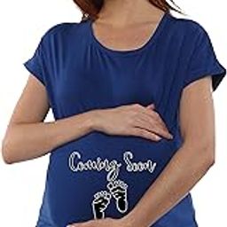 Sillyboom Coming Soon Foot Print Women's Pregnancy Maternity Feeding T-Shirt, Nursing Top Tee Round Neck Half Sleeves T-Shirt for Pregnant Women-image-71