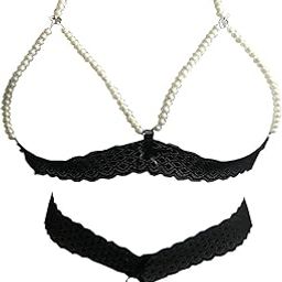 Lingerie Set for Women Lace and Pearl Bra and Panty Set Innerwear (Free Size) Fit to S, M, L Size-picture-41