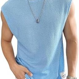Men's Polycotton Waffle Tank Tops Sleeveless Round Neck T-Shirt for Gym, Running and Outdoor-image-93