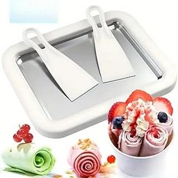 Jolfay Rolled Ice Cream Maker,Food Grade Stainless Steel Household Ice Cream Pan,Homemade DIY Smoothies, Frozen Yogurt Rolls, Ideal for Family Hands-on Activities-image-23