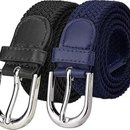 Stretchable braided cotton belt for women,Men, ladies belt,Black,and Blue, color Combo of 2 pcs(Stretch Belt-018)-21