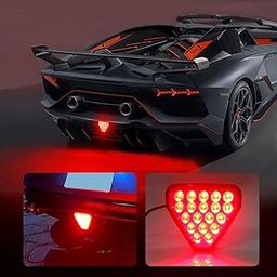 AUTO MT F1 Style 12V DRL Stop Safety Lamp Car Motor LED Rear Flashing Tail Fog stop Light (F1 463 RED TRIANGLE BRAKE LIGHT)-5