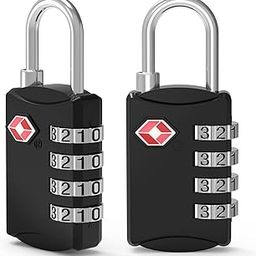 TSA Approved Luggage Lock, [2 Piece] Diyife TSA Luggage Combination Lock, Luggage Locks, 4 Digit Combination Padlocks with Alloy Body,Ideal for Travel Lockers Bags Suitcases Case Backpack,etc(Black)-55