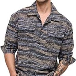 Coastal Men and Boys Long Sleeves Collared Neck Button Front Cotton Oversized Shackets-image-8