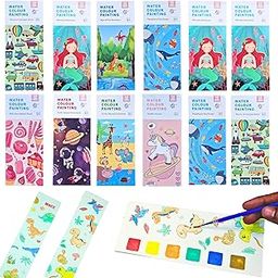 Spherix 12 Pcs Water Painting Book - Return Gifts for Kids Age 3-5, 6-8, 8-12 - Coloring Drawing Books Water Color Book for Kids,Multicolor - Set of(12)-19