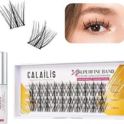 CALAILIS Individual Lashes, DIY Eyelash Extensions, Super Thin Glue-based Band, Natural Look Reusable,11/13/13/15mm, Lasting for 48 Hours Individual DIY Eyelashes(LR01)-image-78