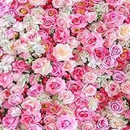 Pink Floral Backdrop Flower Wall Photography Background Decorations for Bridal Shower Wedding Baby Shower Birthday Cake Table Supplies Banner Size 5Feet Height and 8Feet Width(5 * 8)-image-40