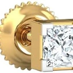 Attractive Look One Pair Original Diamond Ear Stud For Men Solitaire Princess Cut Diamond Earrings Heera 14K Real Gold Lab Created Diamond Earrings Sone Ke Boonde डायमंड इयररिंग-image-39