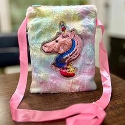 Jiada Fur Plush Kids Unicorn Sling Bag Side Bag Shoulder bag-image-44