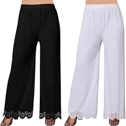 Women's Stretchable Lycra Palazzo Pants - High-Waist Flared Trousers for Office, Festive and Casual Wear | Soft and Stylish Bottoms | Pack of 2-image-27