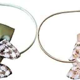 Girls' Floral Glitter Bow Hairband Set, Sage Green and Beige, Fabric Covered-image-35