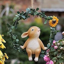 The Decorshed Outdoor Statues for Garden, Front Porch Courtyard Garden Decoration Outdoor Iron Ring Bunny Ornaments Creative Resin Simulation Cartoon Animal Sculpture Ornaments-image-43