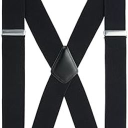 Suspenders for Men Heavy Duty, 2" Wide X-Back Adjustable Elastic Clip Suspenders (Black)-image-19