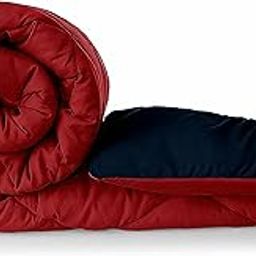 AEROHAVEN 220 GSM Microfiber All-Weather Solid Single Size Bed Reversible Comforter AC Quilt Blanket - (Single, Brick Red and Royal Blue)-12