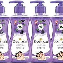 Santoor Crème Handwash 200ml, Pack of 4 with Touch of Lotion| Made with Berries & Tulsi| Rich Lathering Formula with Anti-Bacterial Properties| Soft on Hands| Soothes & Hydrates Skin-image-14