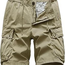 Imported Men's Cotton Cargo Shorts - Lightweight Outdoor Casual Wear with Elastic Waist Drawstring and Multi Pockets-picture-19