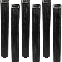 Rapidsflow® Colored Hair Streak/Hair Extensions For Women And Girls Real Hair For Highlighting (Set Of 6pc) (Black)-51