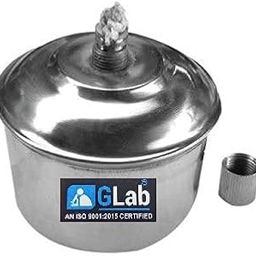 GLAB India pirit lamp Set of 2,Stainless Steel for Laboratory use in School,Colleges or Common Purpose use as fire Source with Wicks-15