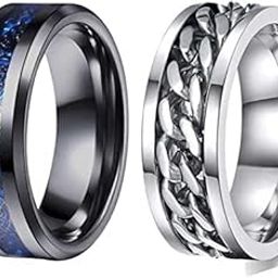 Rings for Men 2 Pcs Combo Ring Stainless Steel Rings Draogn Celtic Smooth Finish Rings For Men and Boys.-image-87