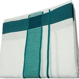 Men's Traditional Pure Cotton Bleached White Dhoti Border Size 9X5 (or) 4.15 Mtr Dhoti with 2.30 Mtr Angavastram_SG057-25