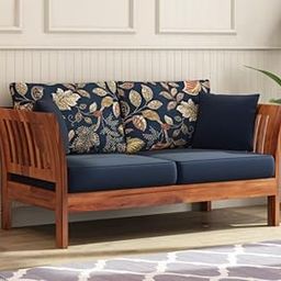 Solid sheesham Wood Wooden 2 Seater Sofa Set for Living Room | Sofa for Home with Cousins Seat | Home Furniture Design 2 (Honey Finish)-11