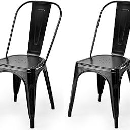 RATISON Designer Accent Iron Chair for Bed Room Office Cafe/Restaurant/Hotel/Banquet Hall/Garden/Dining/Home Living Room Side Study Chair for Indoor and Outdoor use (2, Black, Standard)-31