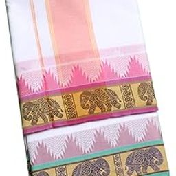 100% Cotton Men’s Dhoti/Angavastram/Panjakejam / 4 mtr Dhoti with 2.25 mtr towel Set 1-image-29