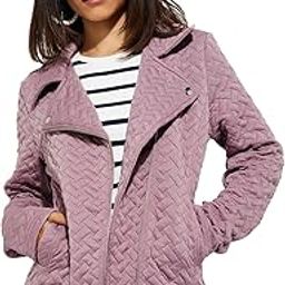 Women Polyester Standard Length URB_N Quilted Biker Jacket-image-3