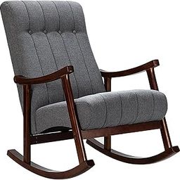 Krazy Home Rocking Chairs Design - Risco Style Look with Button Tufted Back Swing Chairs | Perfect Aaram Armchair for Living Room | Bedroom (Grey)-image-18