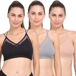 amour secret Women's Lightly Padded Sports Bra Free Size Pack of 3 S6351 Fit to Size (32-38)-picture-3